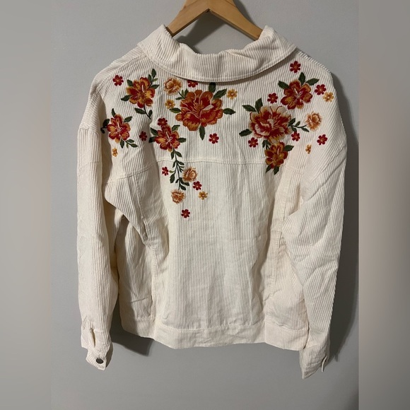 Savanna Jane Embroidered Floral Cream Ivory Corduroy Jacket Medium - Picture 12 of 14